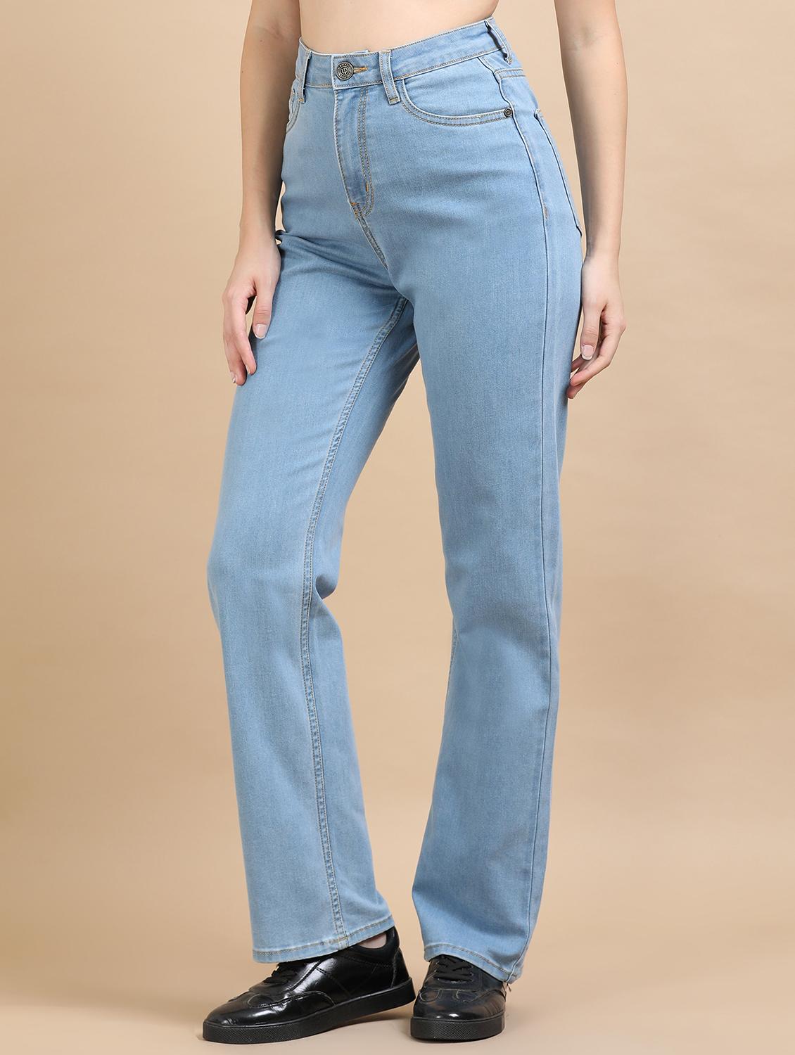 women solid high rise straight fit jean - 21972528 - Standard Image - 2