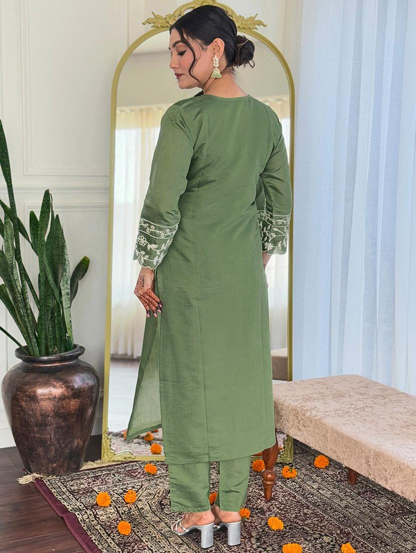 women three quarter sleeve kurta pant with dupatta set - 21972549 - Standard Image - 2