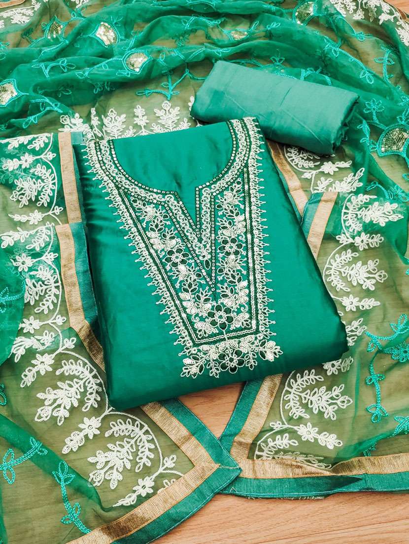 women solid with work embroidered unstitched suit set - 21972618 -  Zoom Image - 0