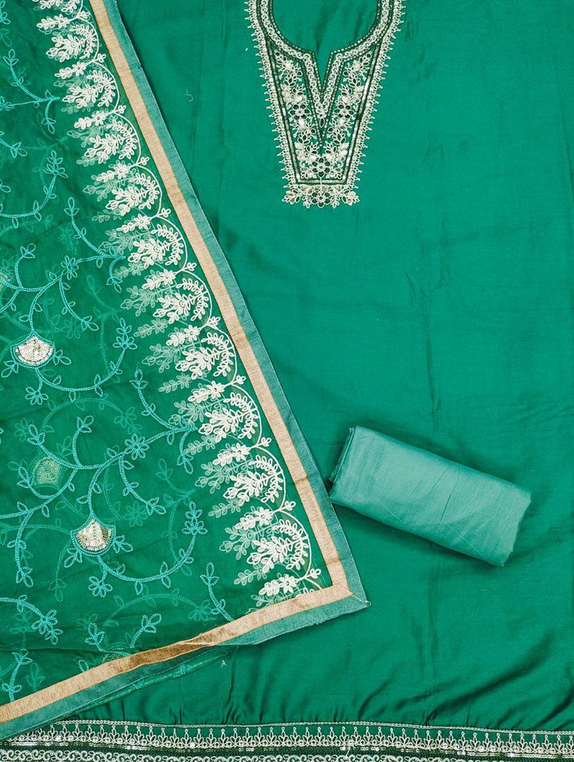 women solid with work embroidered unstitched suit set - 21972618 - Standard Image - 2