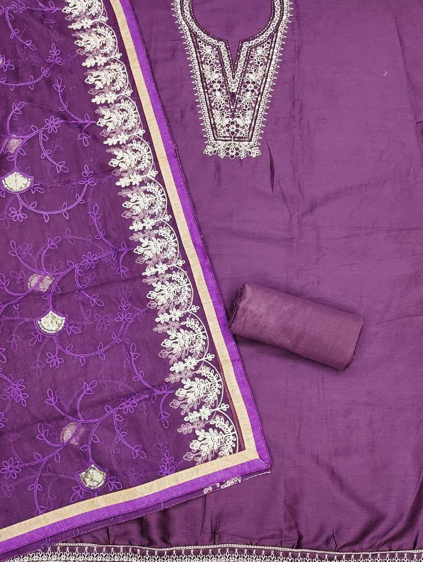 women solid with work embroidered unstitched suit set - 21972619 -  Standard Image - 2