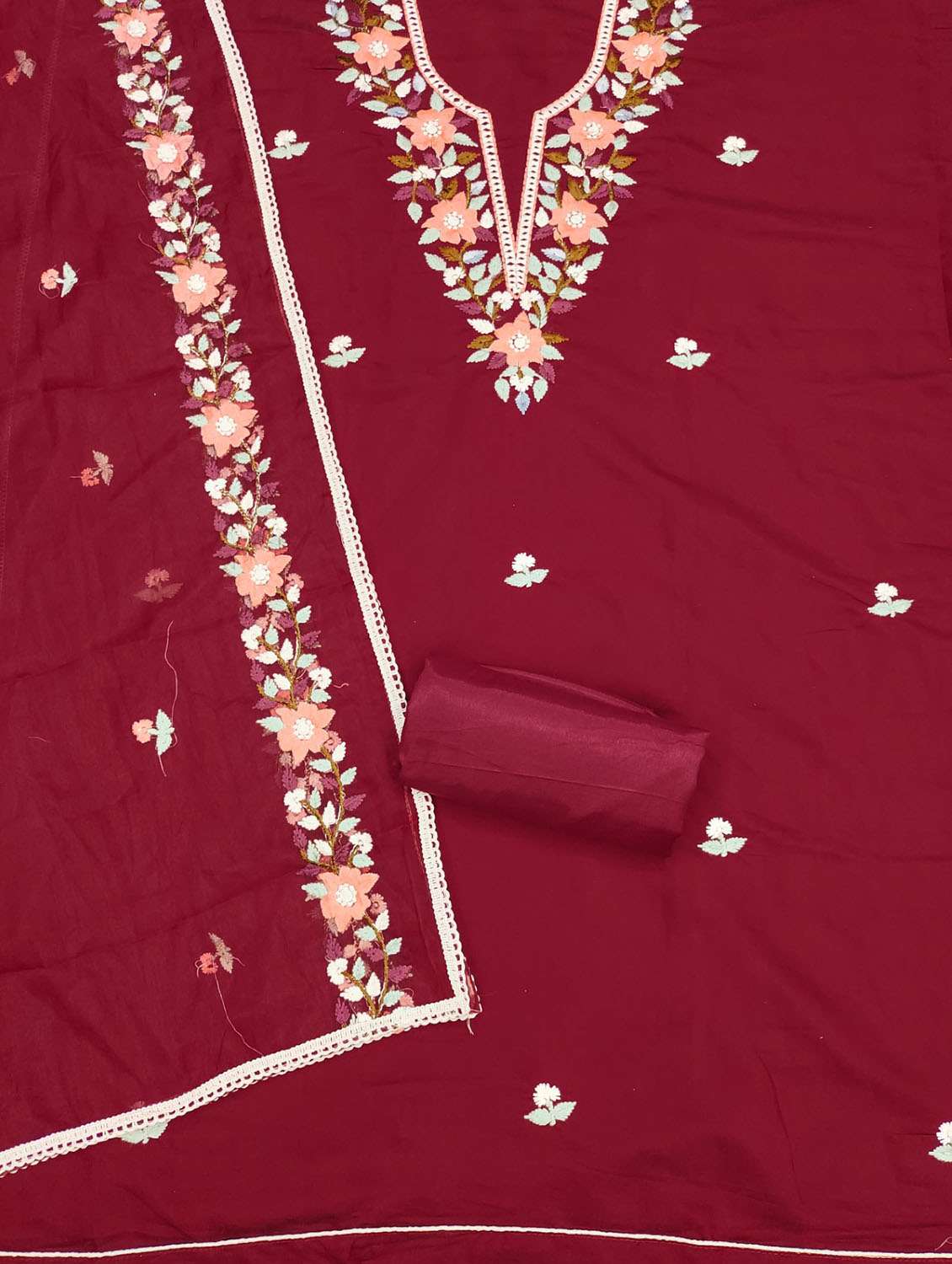 women solid with work embroidered unstitched suit set - 21972699 -  Standard Image - 2