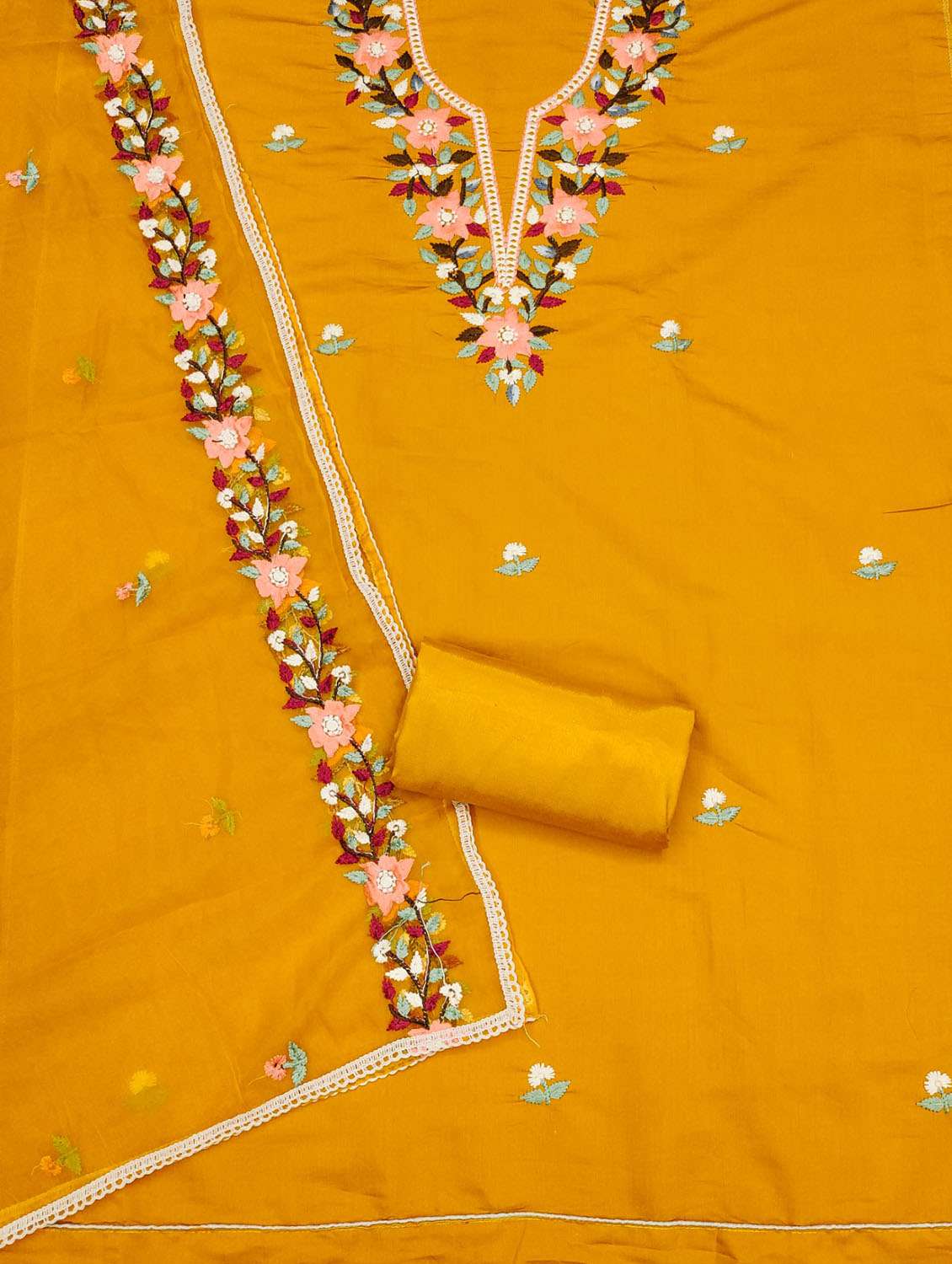 women solid with work embroidered unstitched suit set - 21972700 -  Standard Image - 2