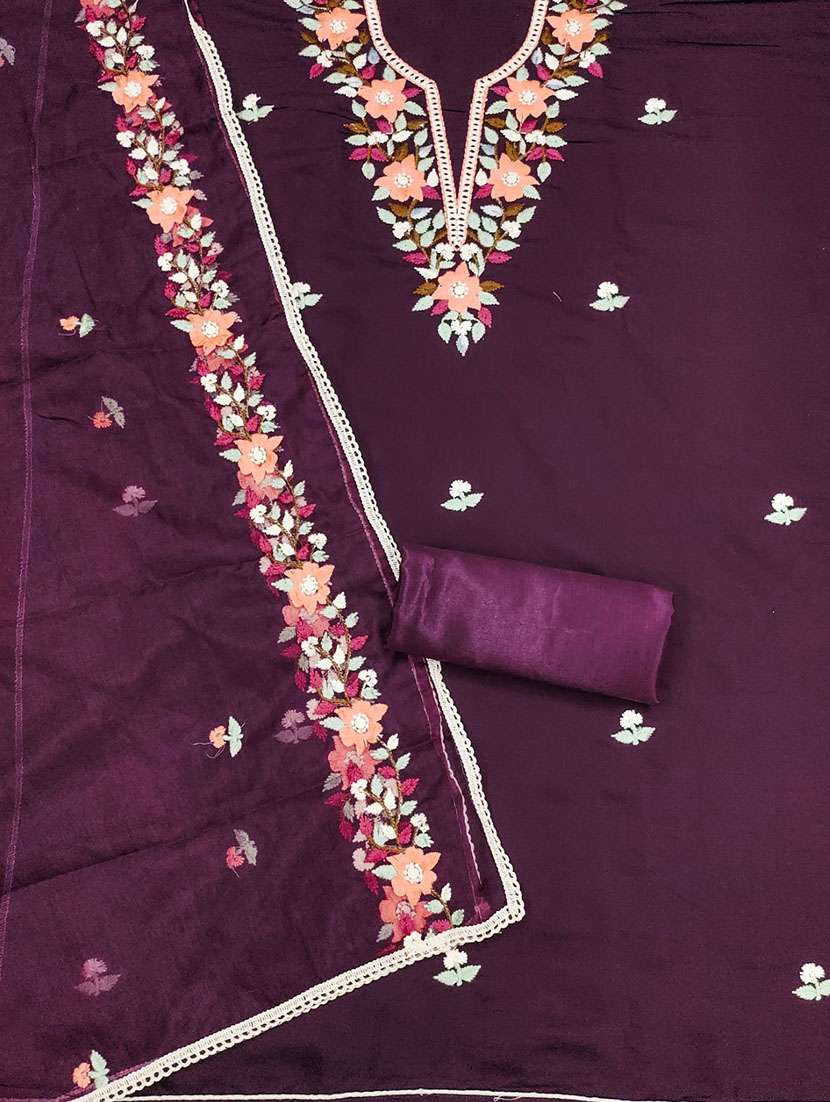 women solid with work embroidered unstitched suit set - 21972701 -  Standard Image - 2