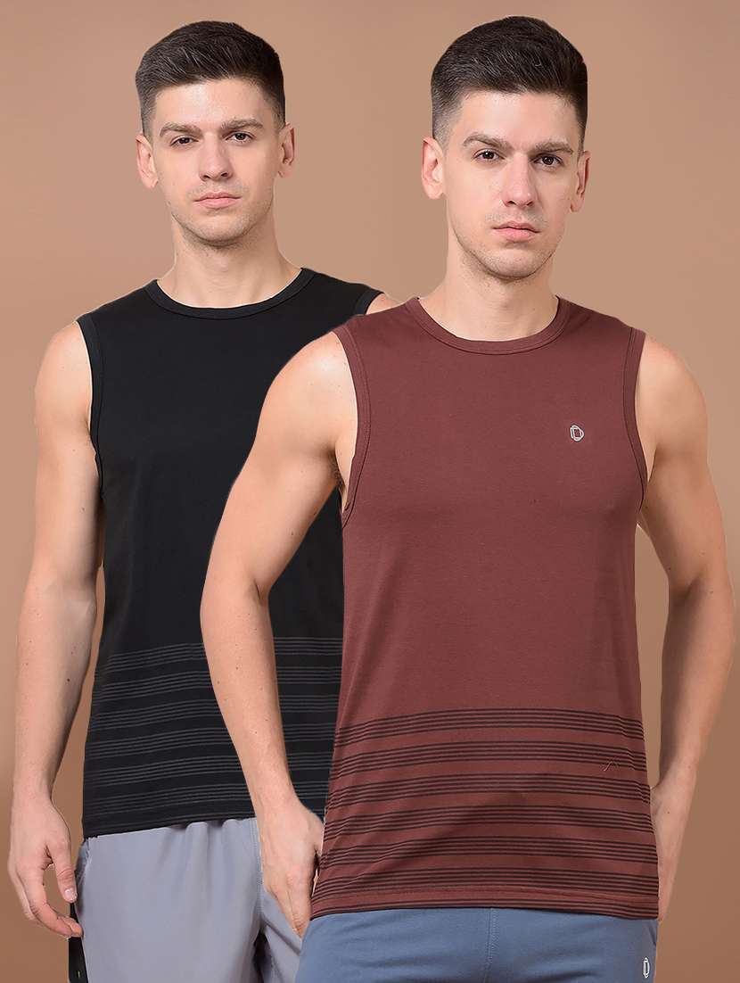 men pack of 2 striped sleeveless vest