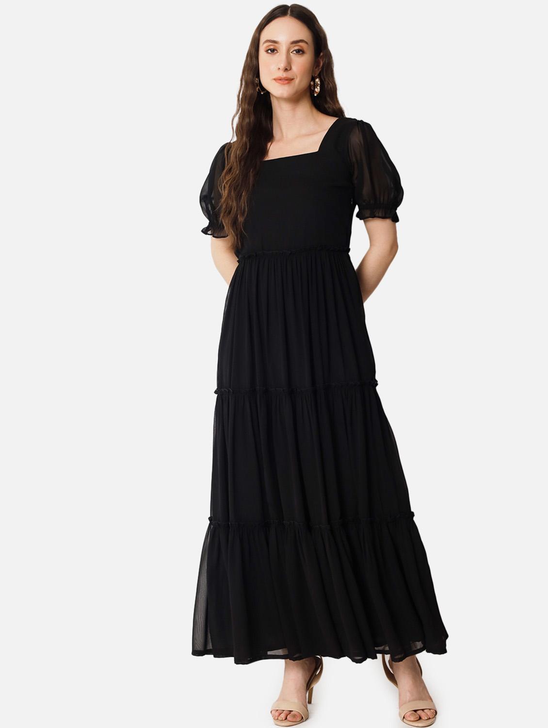 women solid puff sleeve tiered maxi dress - 21972838 - Zoom Image - 0