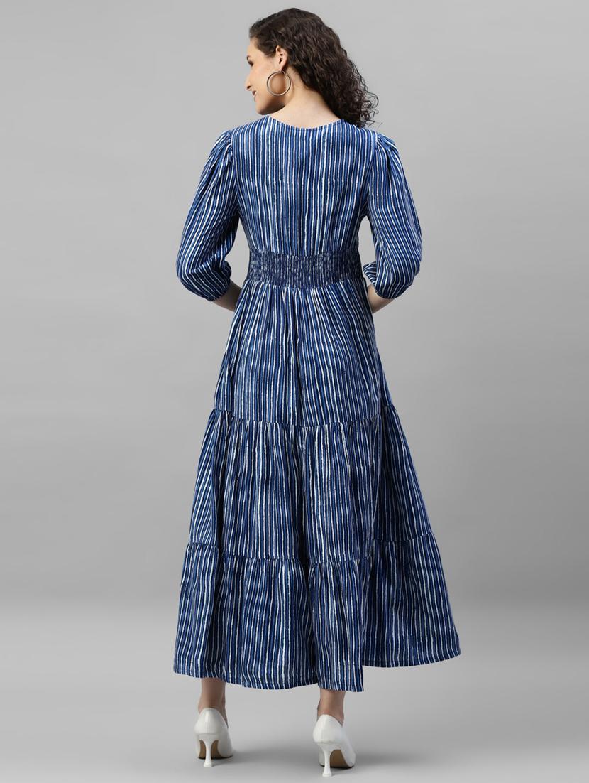 women printed puff sleeve tiered maxi dress - 21972909 - Standard Image - 2
