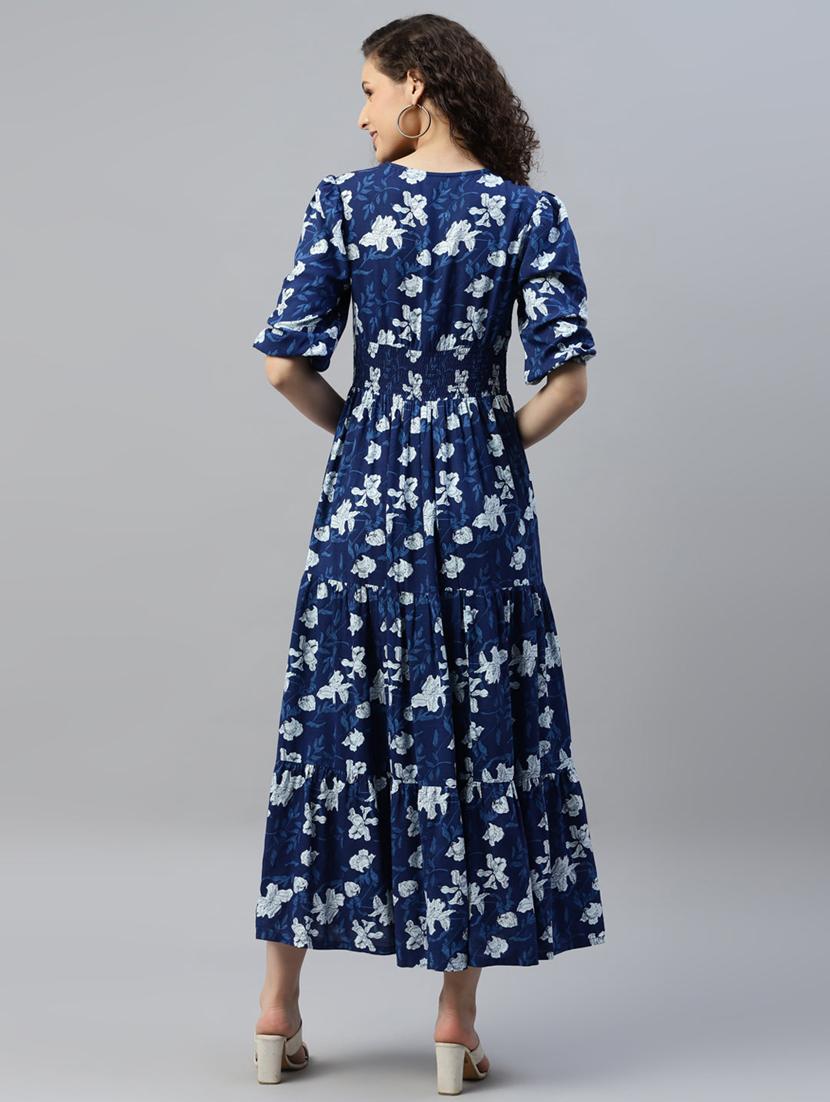 women printed puff sleeve tiered maxi dress - 21972910 - Standard Image - 2