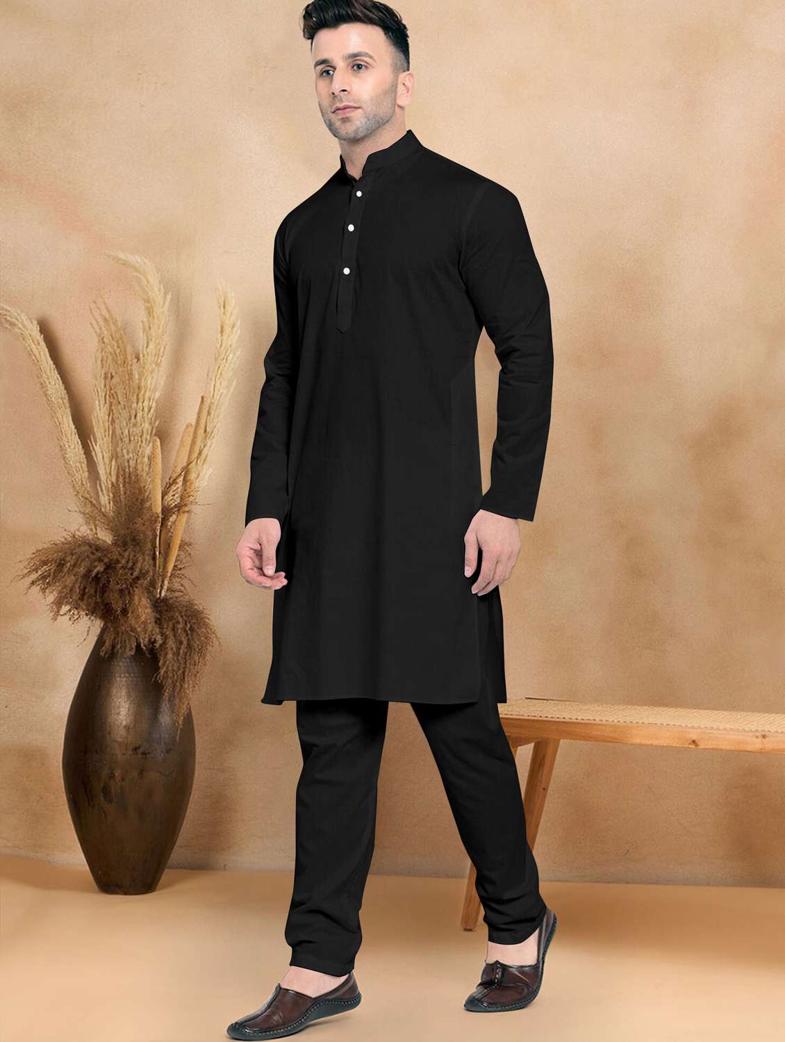 men pack of 2 solid kurta pyjama ethnic wear set - 21972928 -  Standard Image - 2