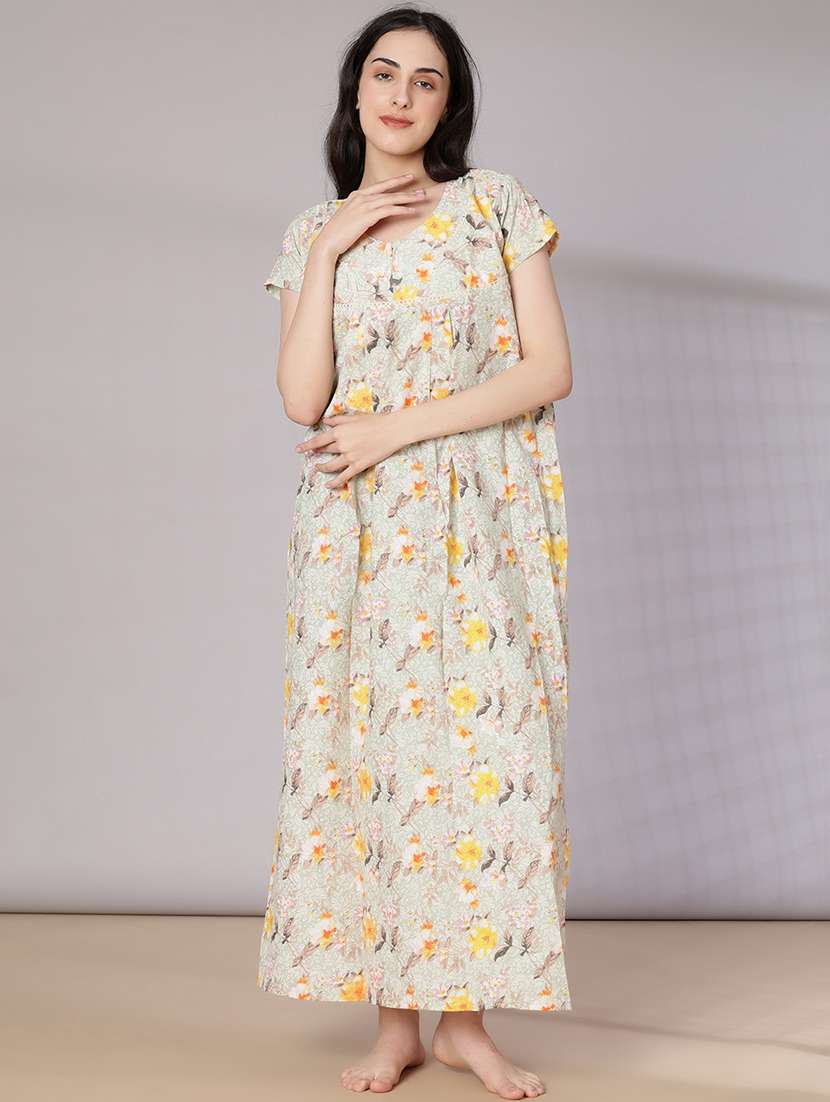 women printed short sleeve nighty - 21973013 -  Standard Image - 2