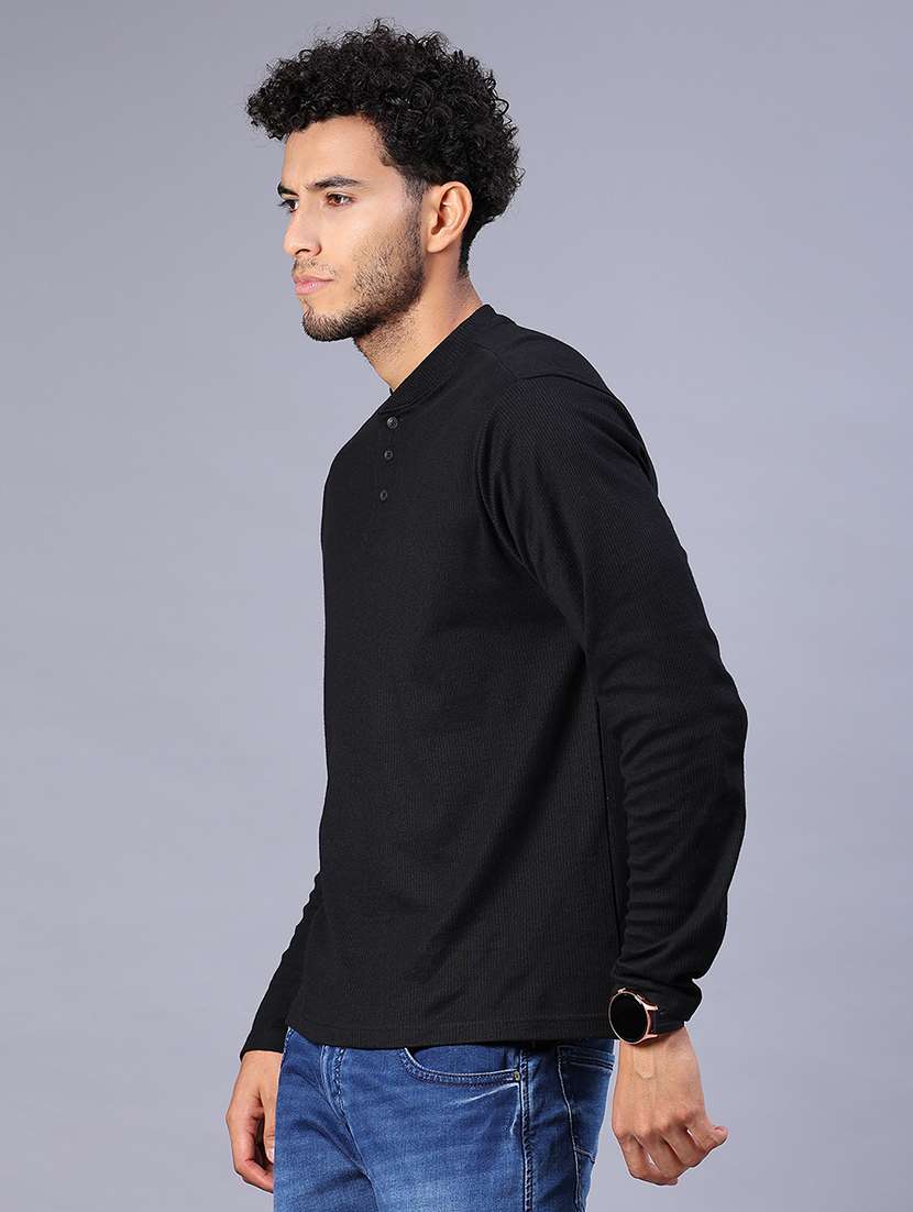 men solid long sleeve regular fit henley neck t-shirt - 21973014 -  Standard Image - 2