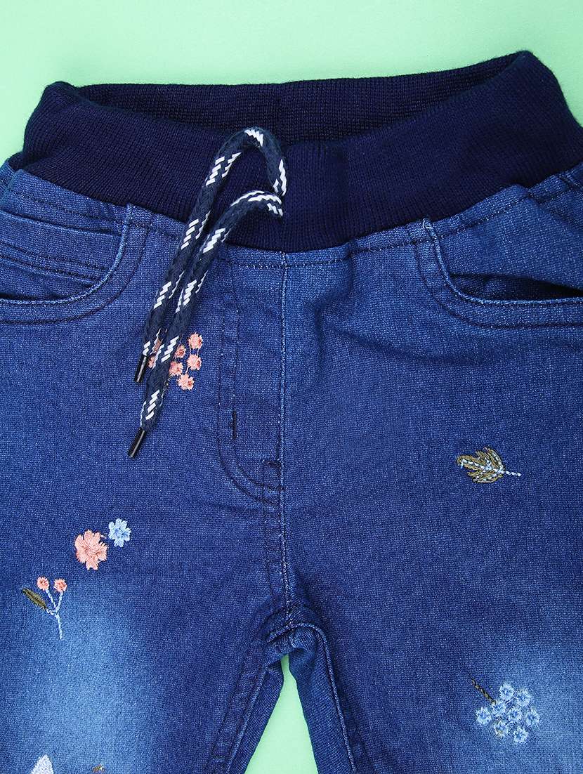 girls washed embroidered denim jogger - 21973026 - Standard Image - 2