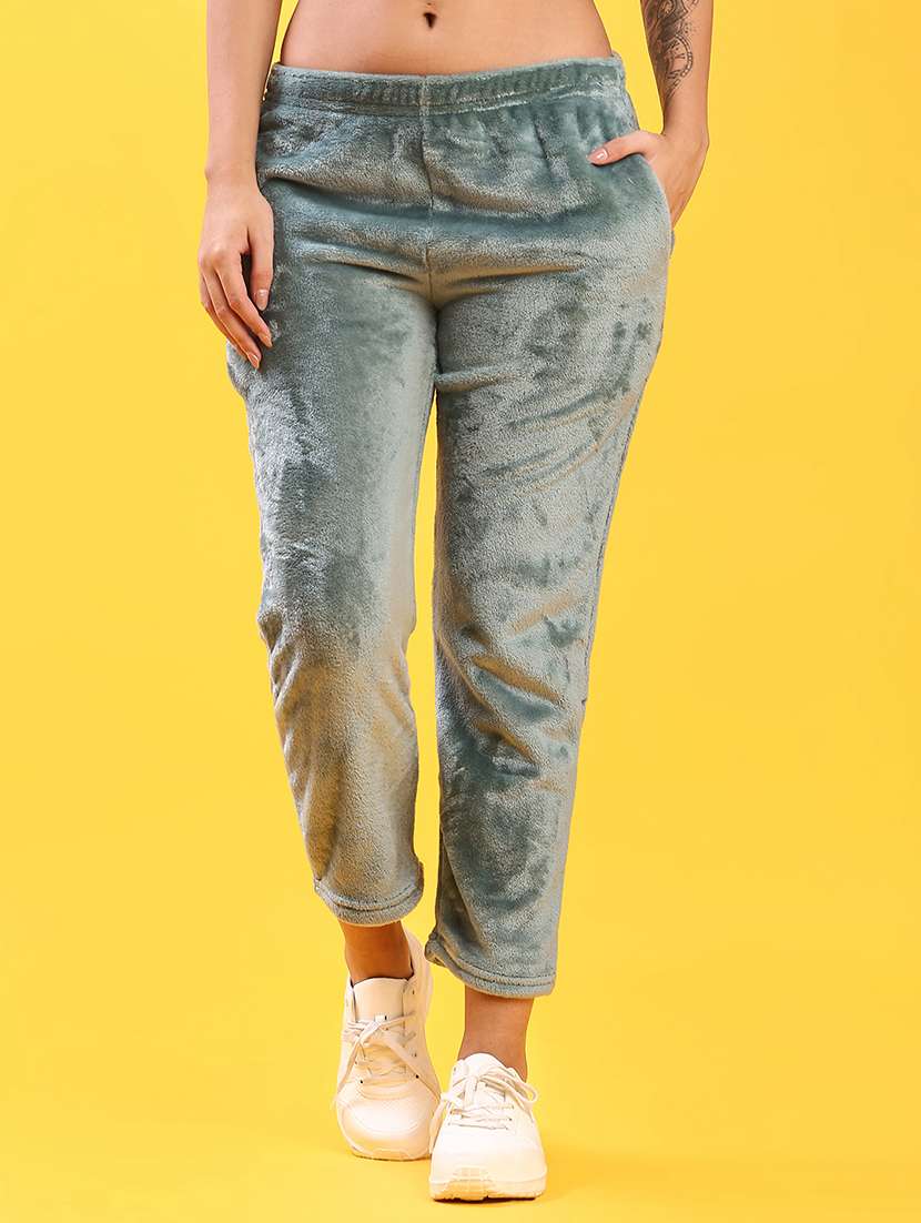 women solid mid rise pajama