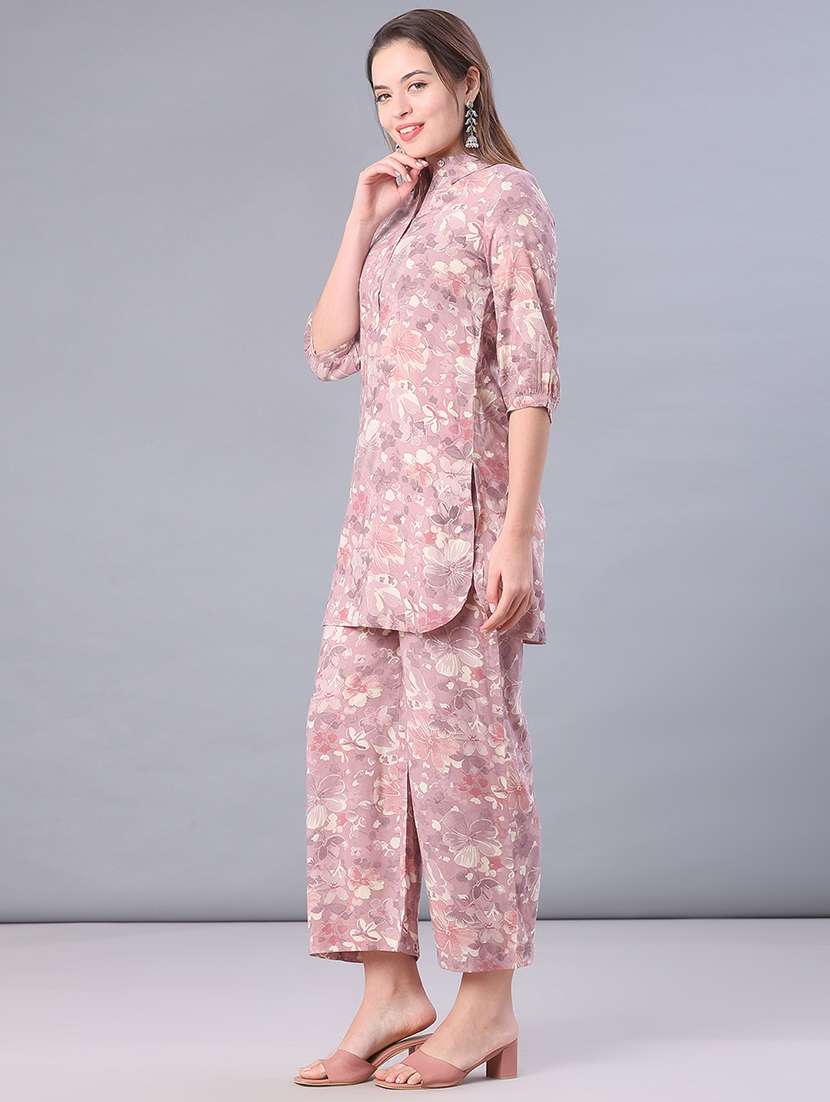 women printed three quarter sleeve co-ord set - 21973905 -  Standard Image - 2