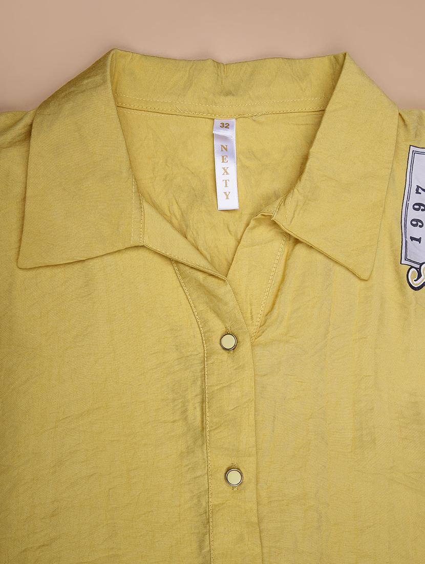 girls yellow solid collared shirt top - 21974357 - Standard Image - 2