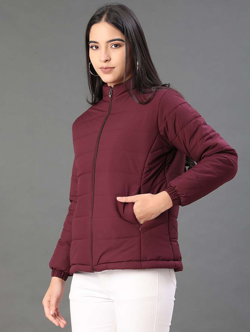 women solid long sleeve quilted jacket - 21974756 -  Standard Image - 2