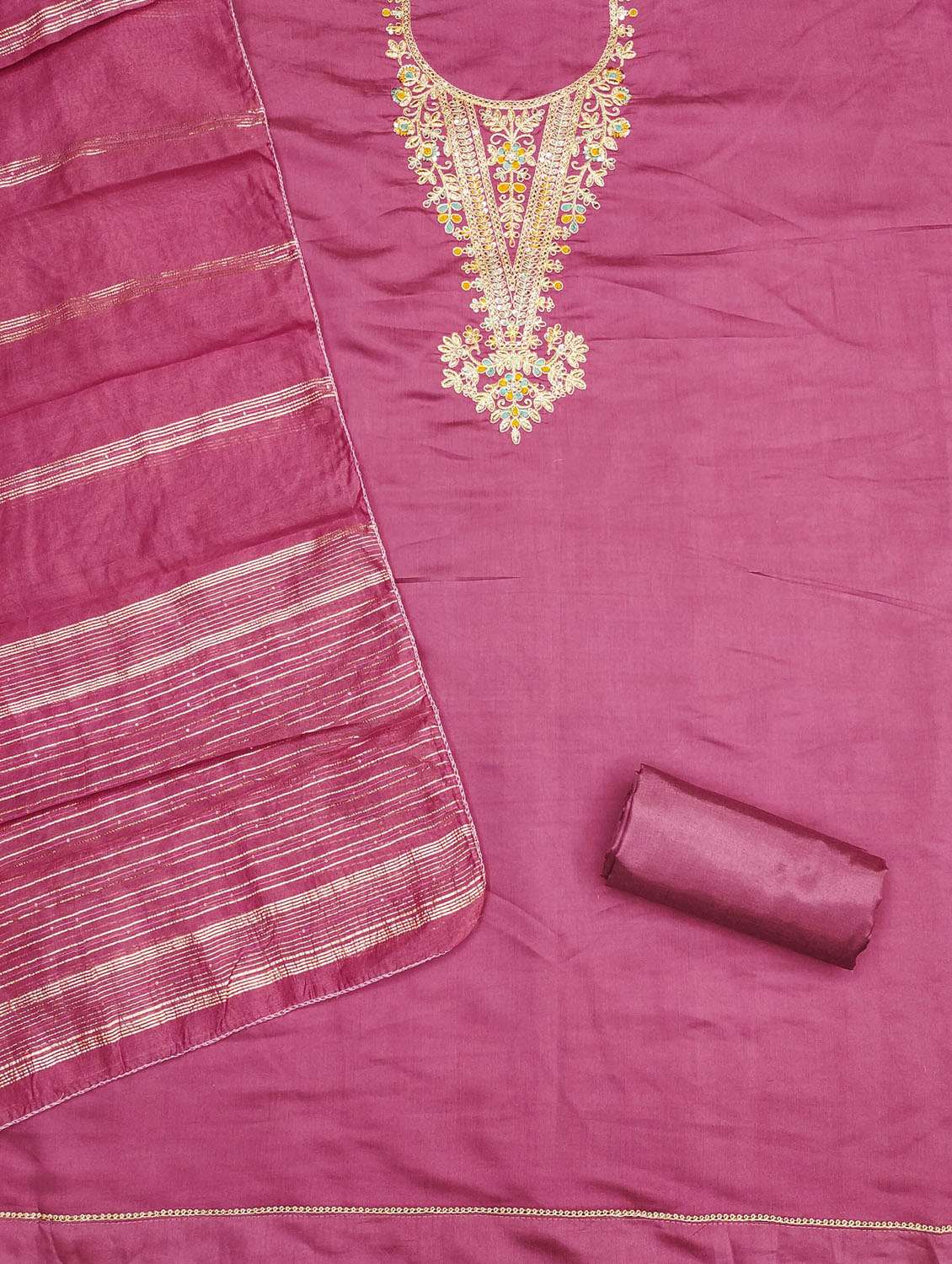 women solid with work embroidered unstitched suit set - 21974868 -  Standard Image - 2