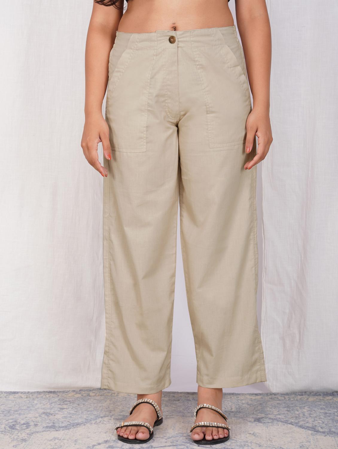 women solid mid rise straight fit trouser - 21974897 - Zoom Image - 0