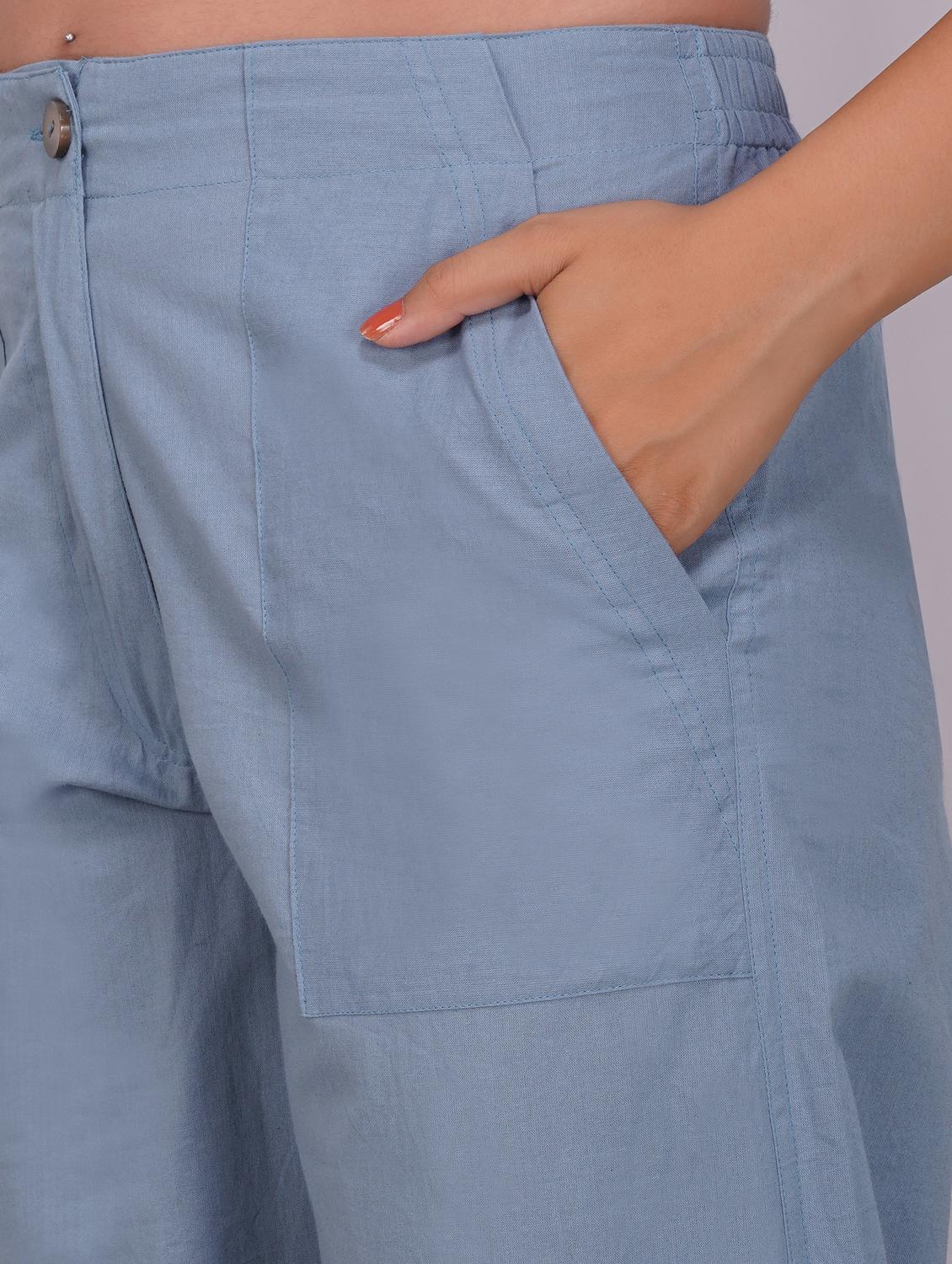 women solid mid rise straight fit trouser - 21974898 - Standard Image - 2