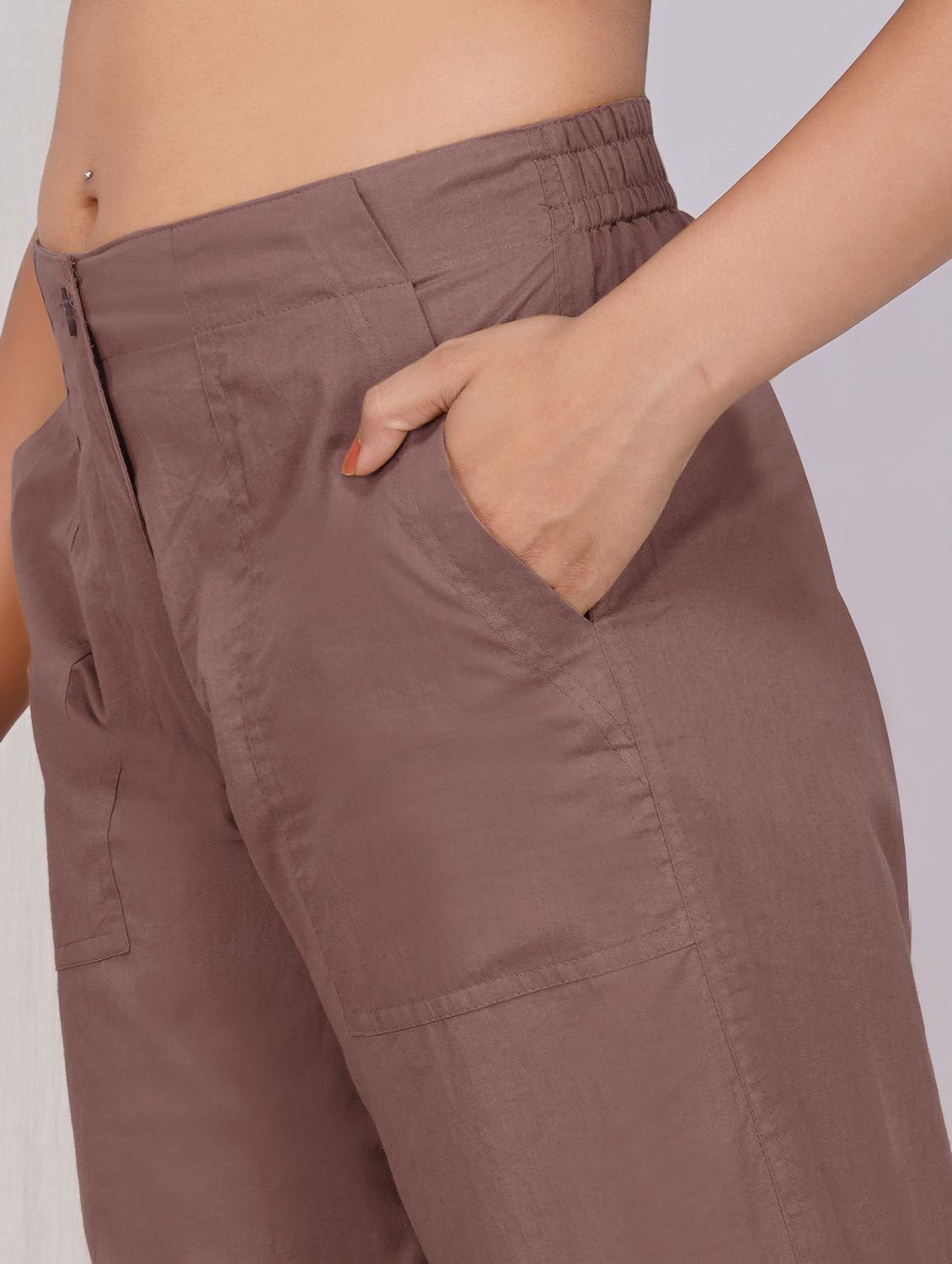 women solid mid rise straight fit trouser - 21974899 - Standard Image - 2