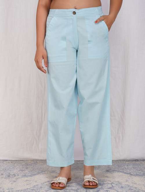 women solid mid rise straight fit trouser - 21974902 -  Standard Image - 0