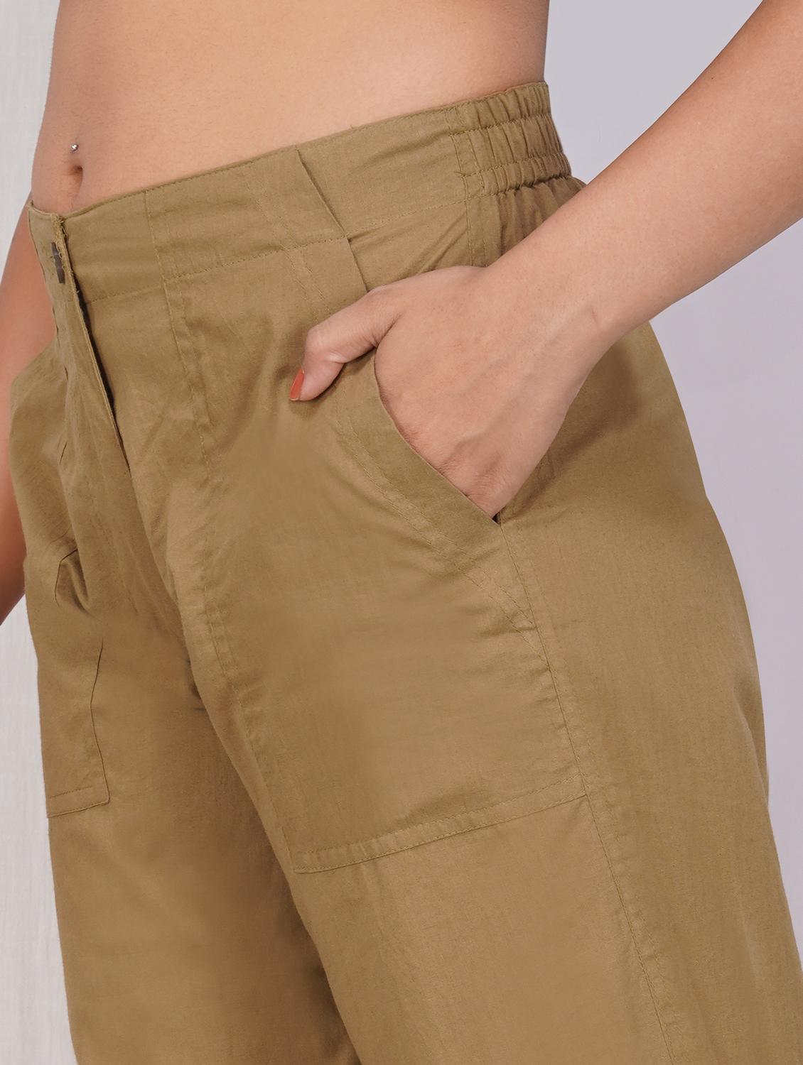 women solid mid rise straight fit trouser - 21974904 - Standard Image - 2