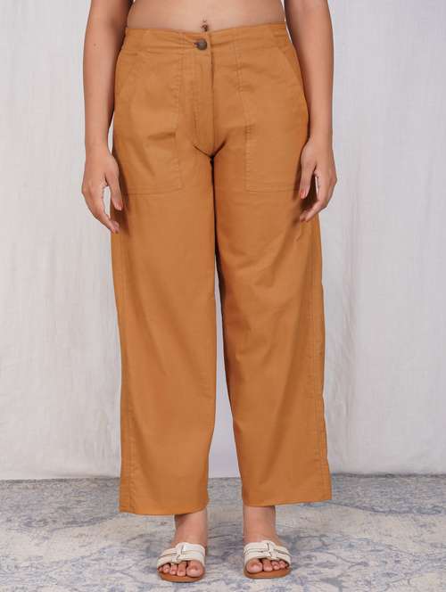 women solid mid rise straight fit trouser - 21974905 - Standard Image - 0