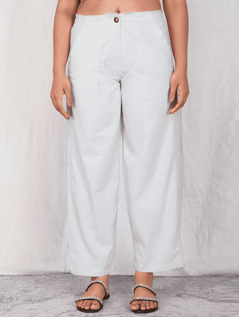 women solid mid rise straight fit trouser - 21974907 - Zoom Image - 0