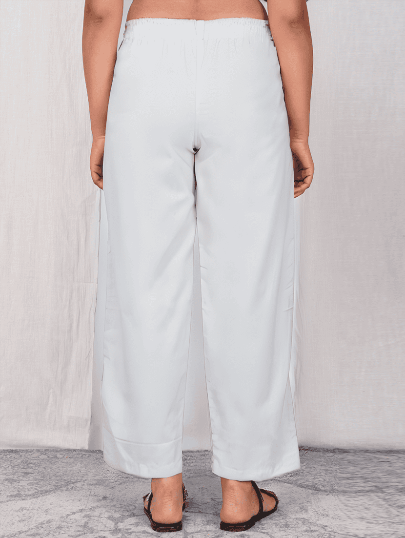 women solid mid rise straight fit trouser - 21974907 - Standard Image - 2