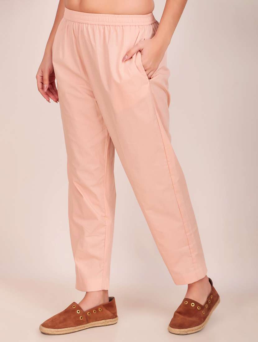 women solid mid rise ankle length tapered pant - 21974982 -  Standard Image - 2