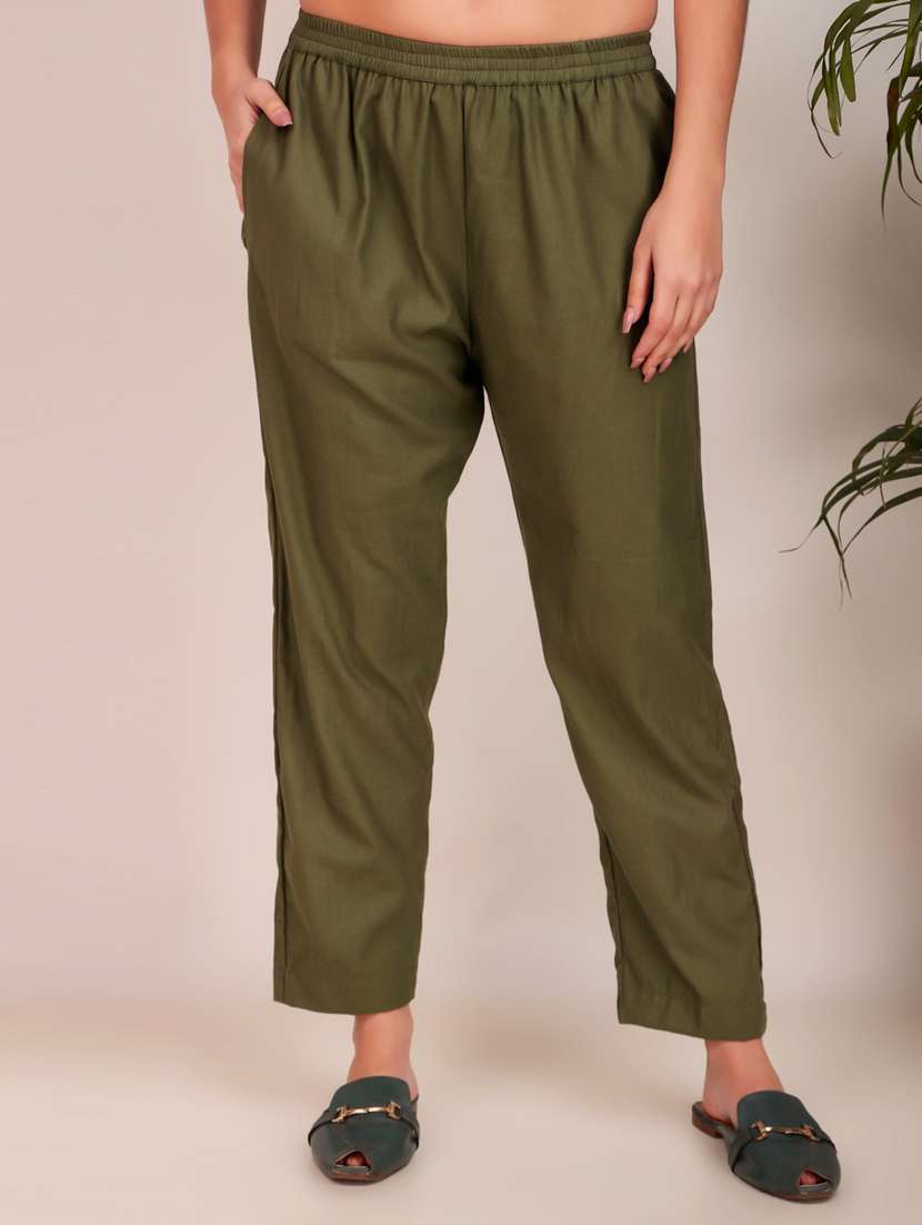 women solid mid rise ankle length tapered pant - 21974984 - Zoom Image - 0