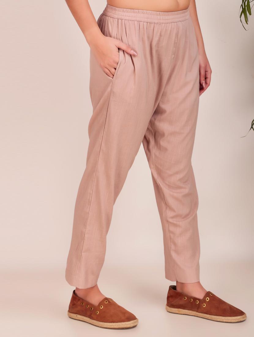 women solid mid rise ankle length tapered pant - 21974988 - Standard Image - 2