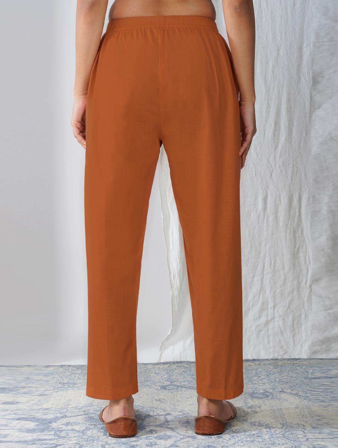 women solid mid rise ankle length tapered pant - 21975008 - Standard Image - 2