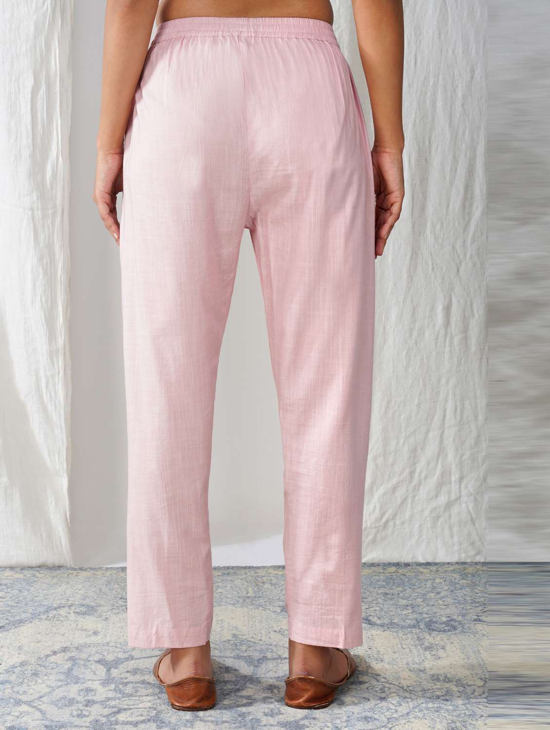 women solid mid rise ankle length tapered pant - 21975043 - Standard Image - 2