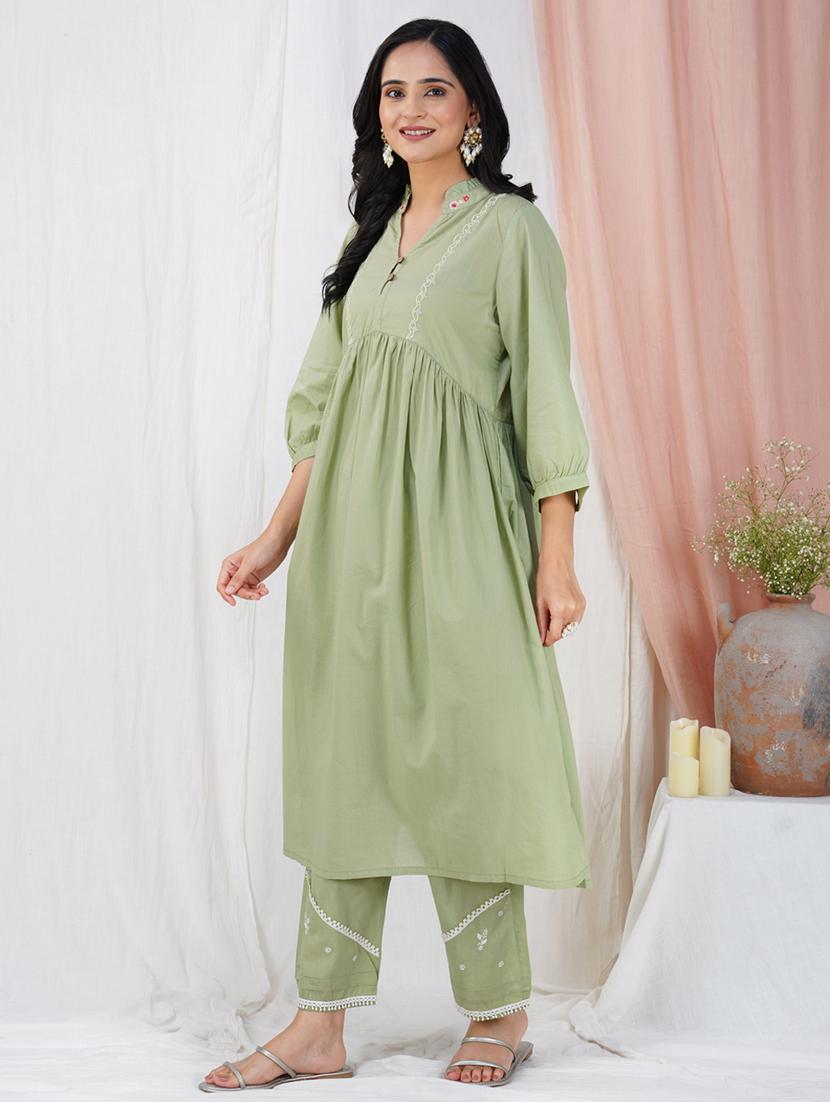 women three quarter sleeve kurta pant with dupatta set - 21975065 - Standard Image - 2