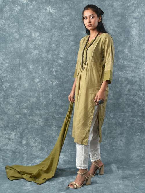 women three quarter sleeve kurta pant with dupatta set - 21975107 -  Standard Image - 0