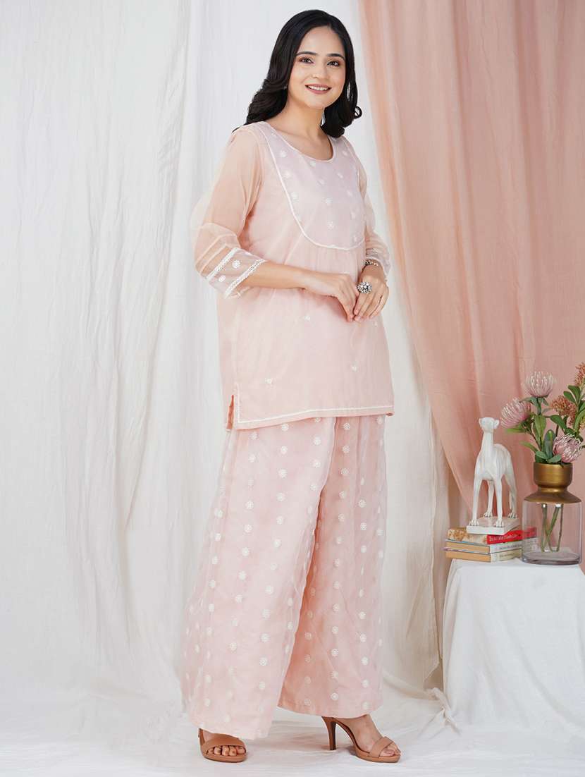 women three quarter sleeve kurta palazzo with dupatta set - 21975154 -  Standard Image - 2