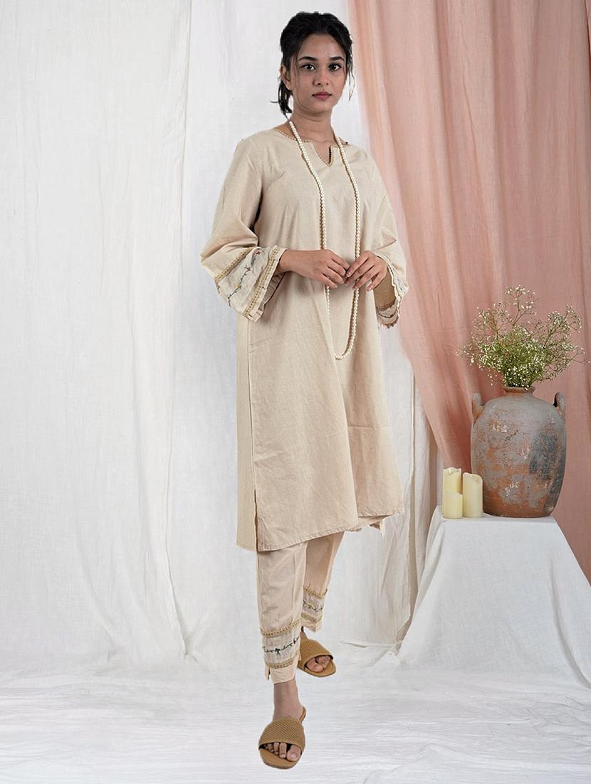 women three quarter sleeve kurta pant with dupatta set - 21975171 - Standard Image - 2