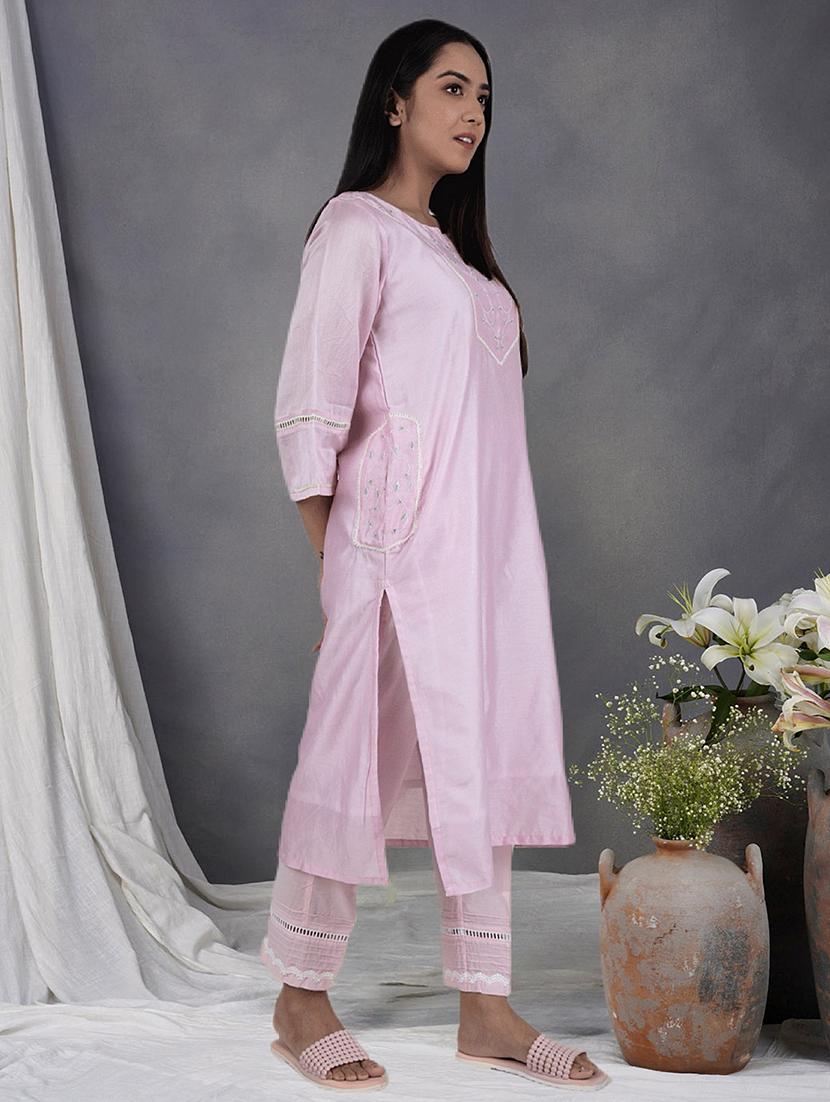 women three quarter sleeve kurta pant with dupatta set - 21975172 - Standard Image - 2