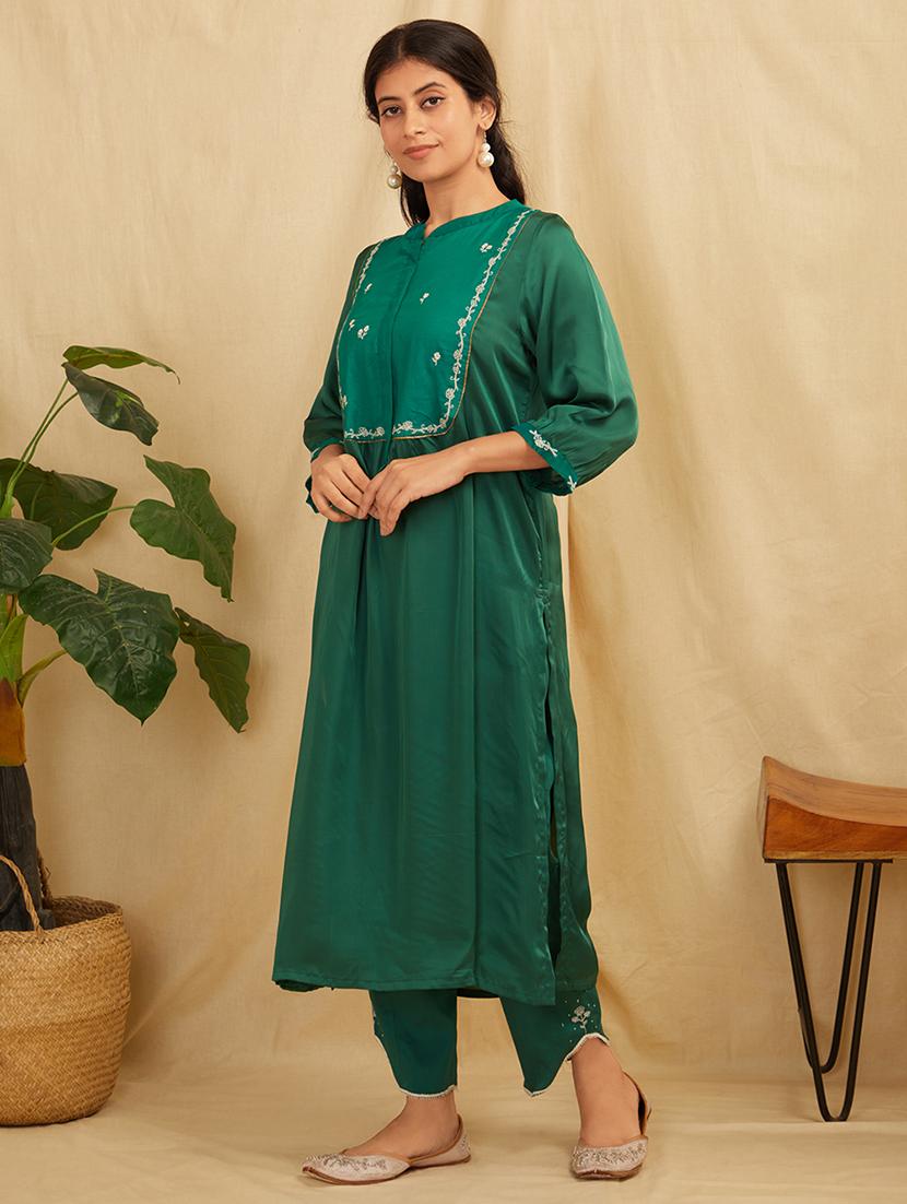 women three quarter sleeve kurta pant with dupatta set - 21975182 - Standard Image - 2