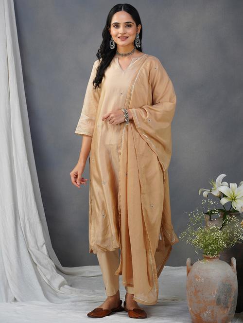 women three quarter sleeve kurta pant with dupatta set - 21975184 -  Standard Image - 0