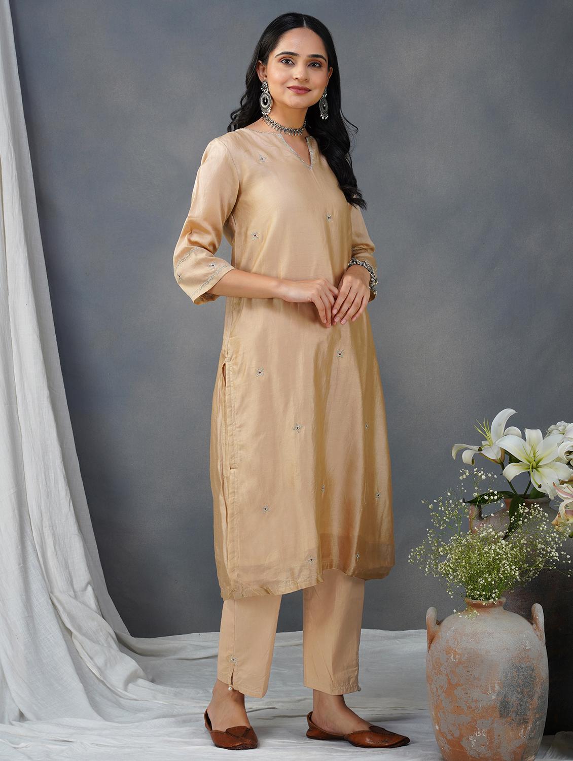 women three quarter sleeve kurta pant with dupatta set - 21975184 - Standard Image - 2