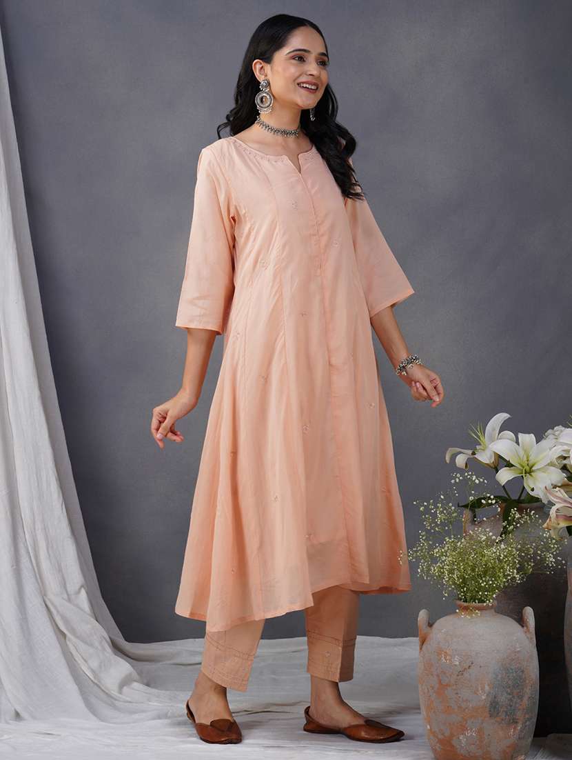 women three quarter sleeve kurta pant with dupatta set - 21975186 -  Standard Image - 2