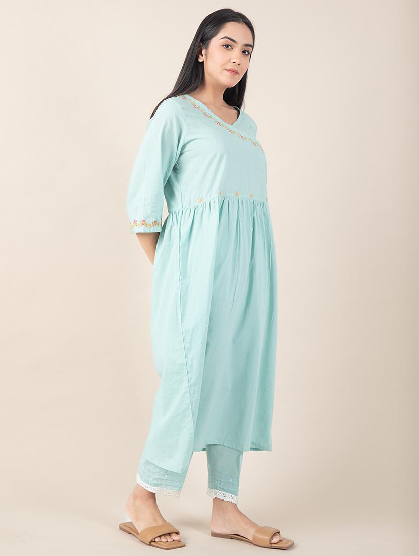 women three quarter sleeve kurta pant with dupatta set - 21975191 - Standard Image - 2