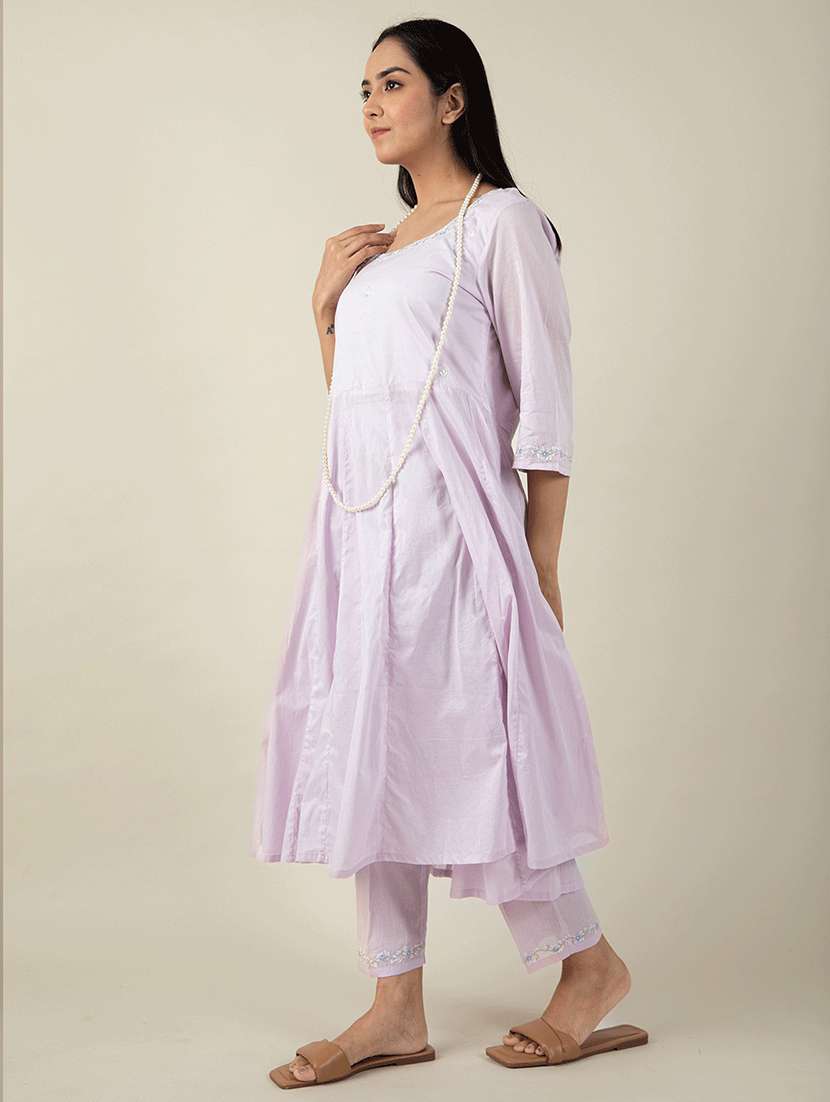 women three quarter sleeve kurta pant with dupatta set - 21975192 -  Standard Image - 2