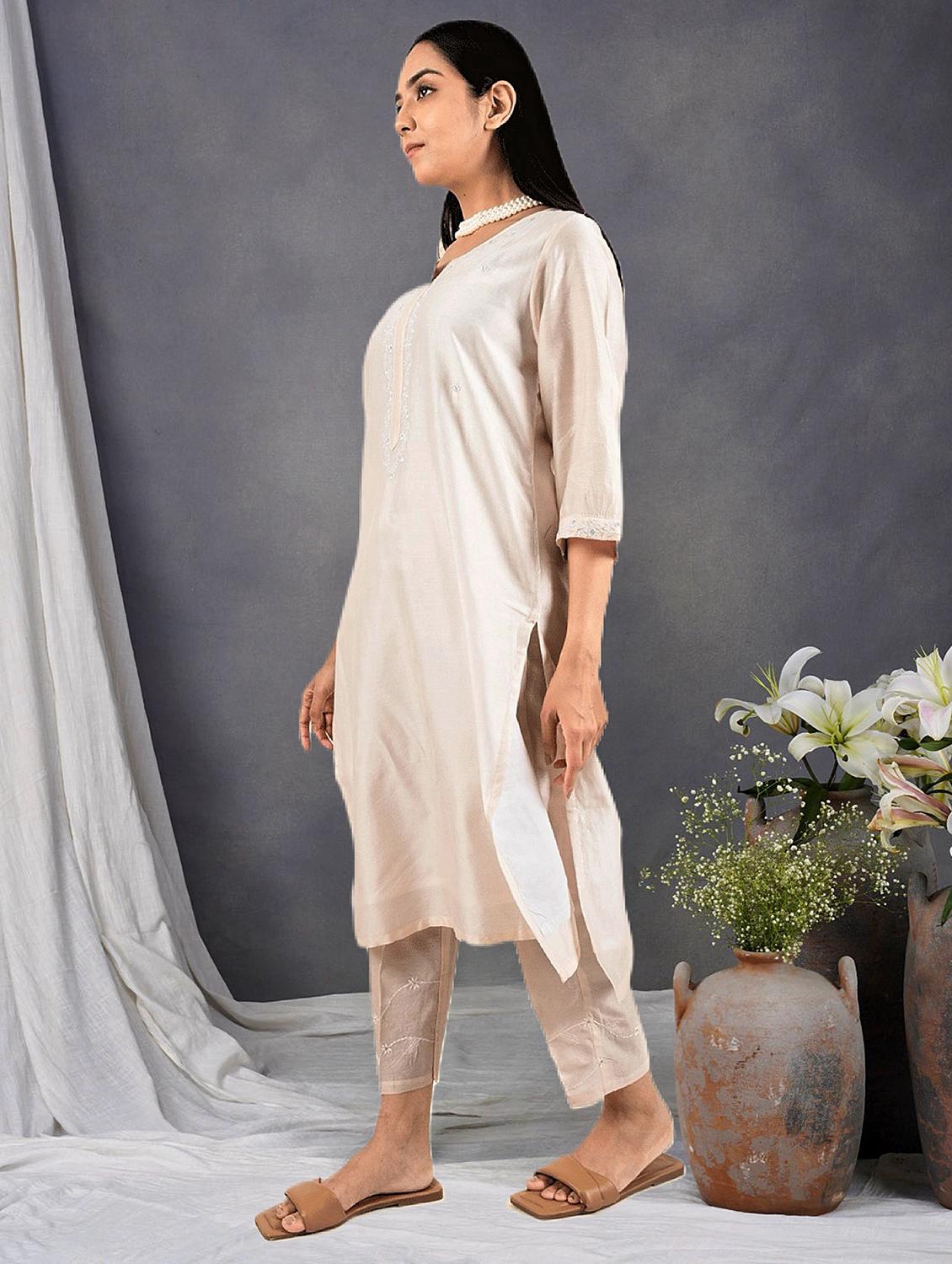 women three quarter sleeve kurta pant with dupatta set - 21975193 - Standard Image - 2