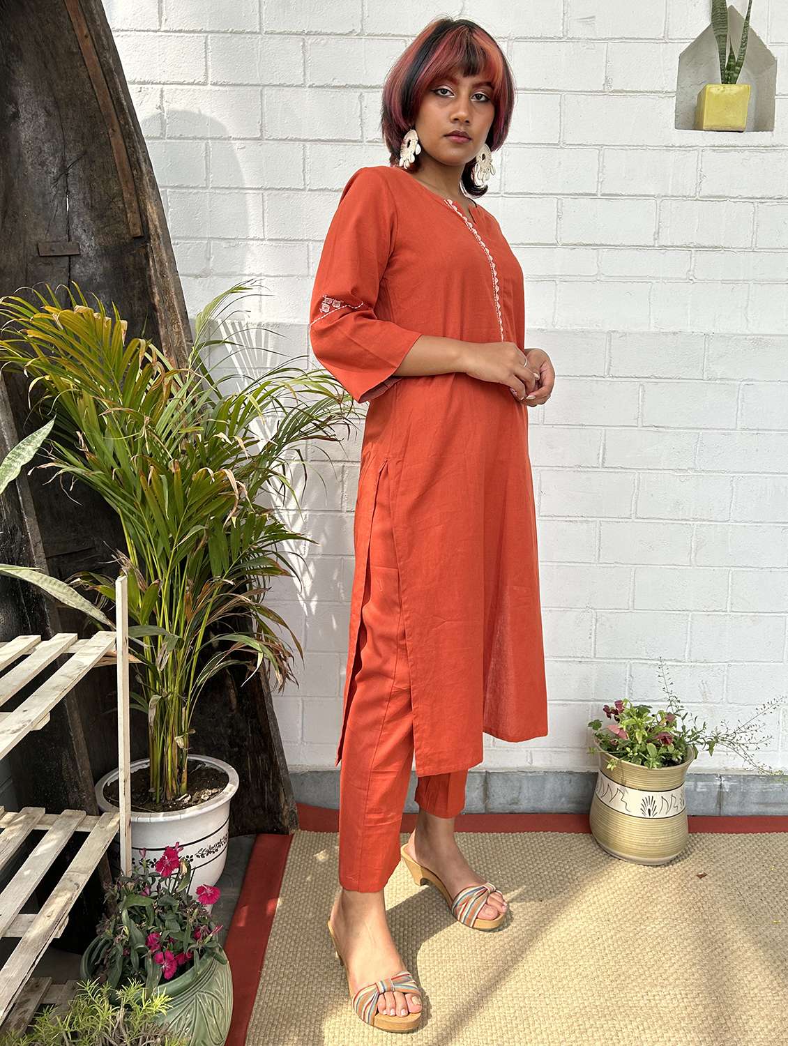 women three quarter sleeve kurta pant with dupatta set - 21975197 -  Standard Image - 2