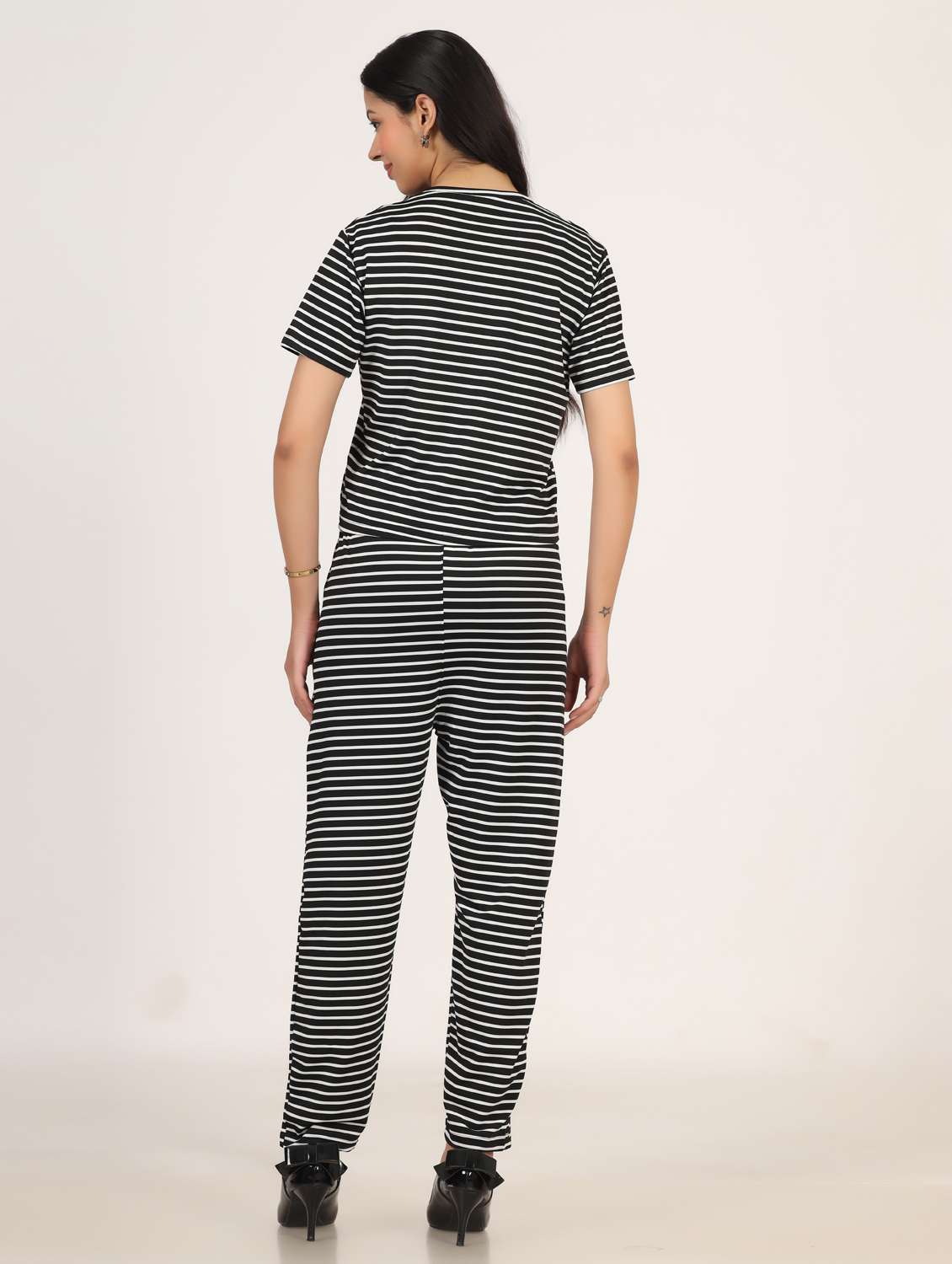 women striped t-shirt and trouser co-ord set - 21975215 -  Standard Image - 2