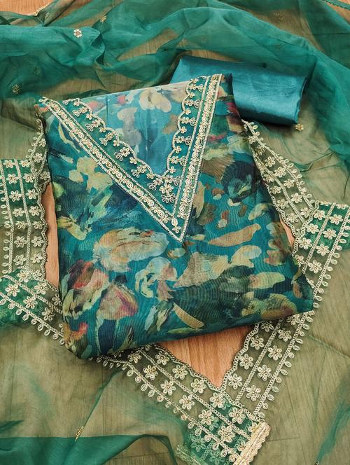 women printed embroidered unstitched suit set - 21975218 - Standard Image - 0