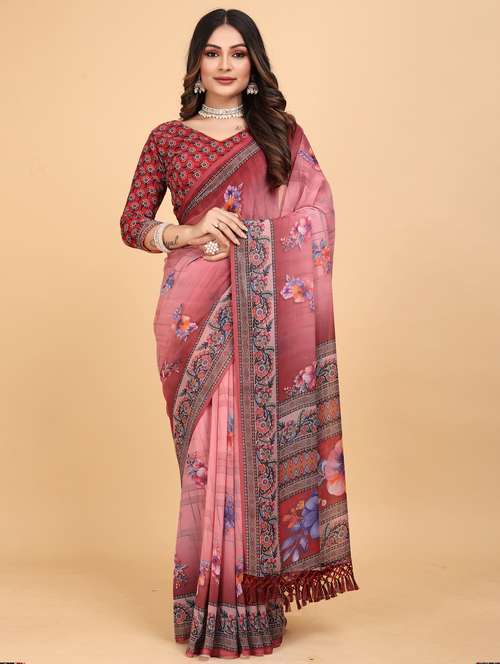 women floral printed saree with blouse - 21975251 -  Standard Image - 0